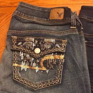 AE Sequin Kick Boot Jeans, Size 10, Regular